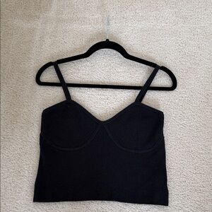 Madewell Black Ribbed Crop Tank Top